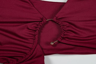 V neck hollow out o ring slit cut out maxi dress