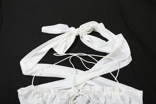 Ruched self tie halter ruffle maxi skirt set