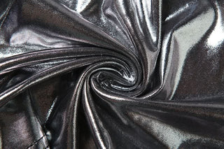 Metallic button crewneck backless romper