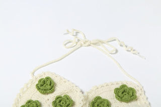 Halter self tie flower applique mini skirt set