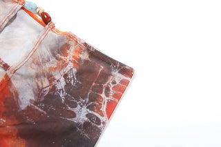 Hollow out print self tie mesh mini skirt set