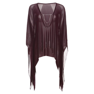 Metal chain hollow out long sleeve see through cut out top