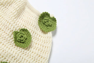 Halter self tie flower applique mini skirt set