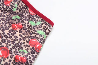 Halter self tie v neck cherry print pant set