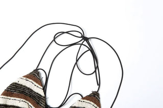 Striped halter self tie backless pant set