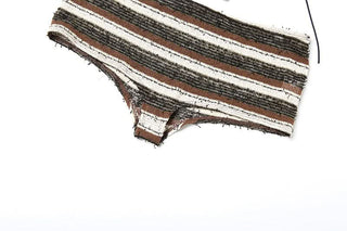 Striped halter self tie backless pant set