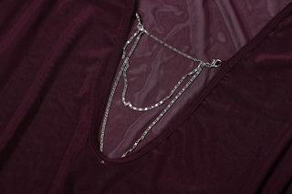 Metal chain hollow out long sleeve see through cut out top