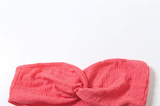 Textured knotted backless tube maxi skirt set