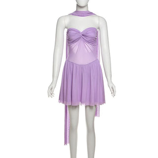 Ruched sweetheart neck mesh tube mini dress