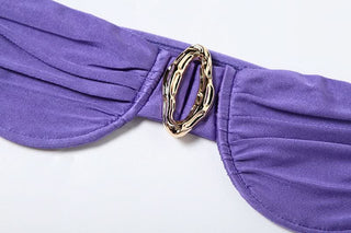 Ruched hollow out backless tube mini skirt set