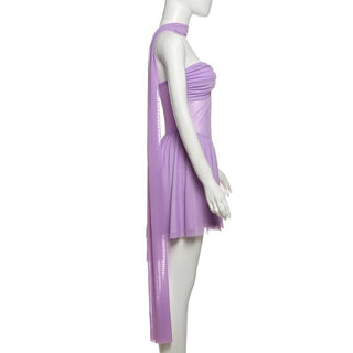 Ruched sweetheart neck mesh tube mini dress