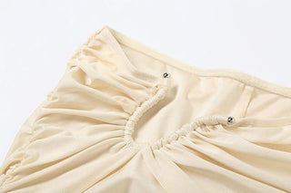 Irregular ruched hollow out solid pant set