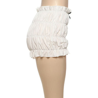 Bowknot ruffle ruched medium rise short pant