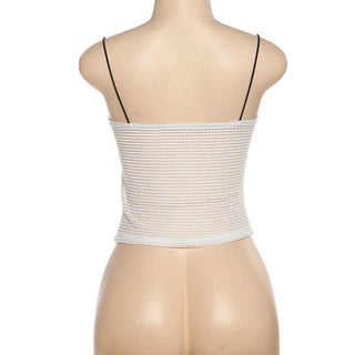 Square neck self tie spaghetti strap top