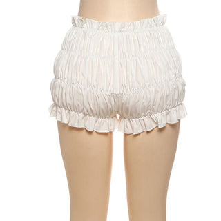 Bowknot ruffle ruched medium rise short pant