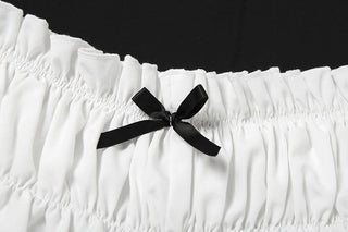 Bowknot ruffle ruched medium rise short pant