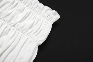 Bowknot ruffle ruched medium rise short pant