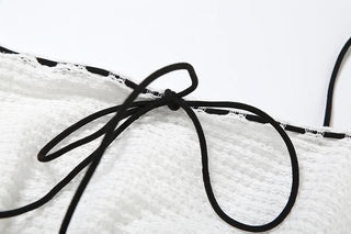 Square neck self tie spaghetti strap top