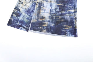 Irregular one shoulder mesh high slit maxi dress