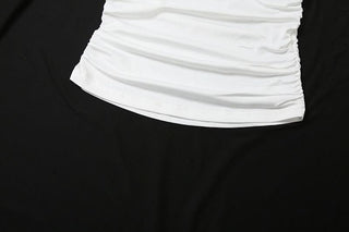 Ruched self tie cowl neck butterfly applique top