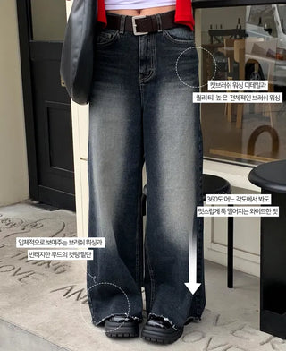 Spring new vintage maxi wide denim pants pt