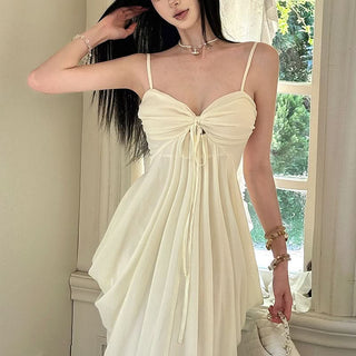 Ruched v neck hollow out cami cut out maxi dress