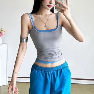 U neck backless 2 piece cami top