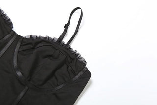 Ruffle v neck backless solid cami pant set