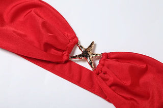 Ruched self tie irregular tube mini skirt set