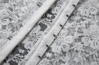 Halter self tie lace hollow out button cut out top