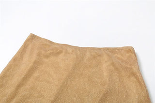 Cowl neck halter self tie 3 piece mini skirt set