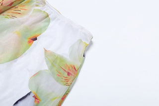 Self tie halter cowl neck flower print maxi skirt set