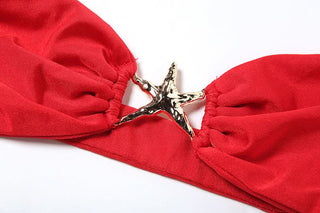 Print ruched backless tube maxi skirt set