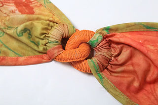 High slit print irregular 3 piece tube maxi skirt set