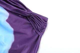 Print ruched backless tube maxi skirt set