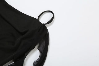 Slit v neck irregular solid cami maxi dress