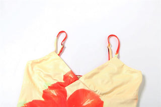 V neck flower print cami maxi skirt set