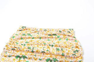 Ruched halter self tie flower print mini skirt set