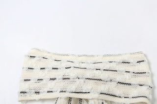 Slit striped flower applique tube maxi skirt set