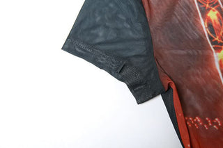 Crewneck short sleeve print mesh mini dress