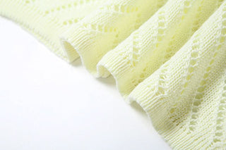 Self tie halter knitted hollow out cut out maxi dress