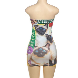 Animal print backless tube mini dress