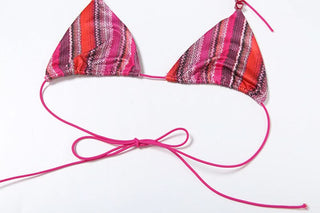 Striped self tie halter tassels 3 piece mini skirt set