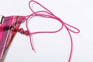 Striped self tie halter tassels 3 piece mini skirt set