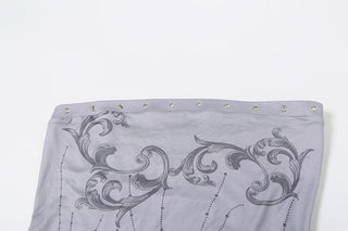 Print hollow out backless tube cut out mini dress