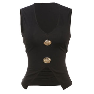 V neck sleeveless solid crop top