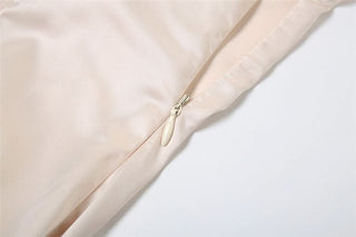 Satin v neck zip-up backless cami maxi dress