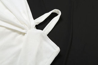 One shoulder ruched ribbed irregular maxi skirt set