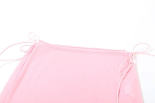 Ruffle cross back self tie sheer mesh maxi skirt set