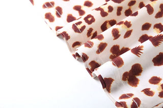 Lace hem leopard print v neck contrast top